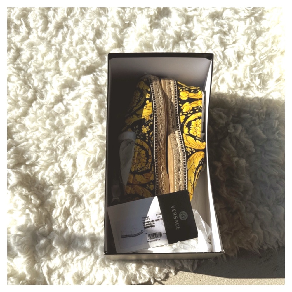 Versace Black and Yellow Patterned Espadrilles